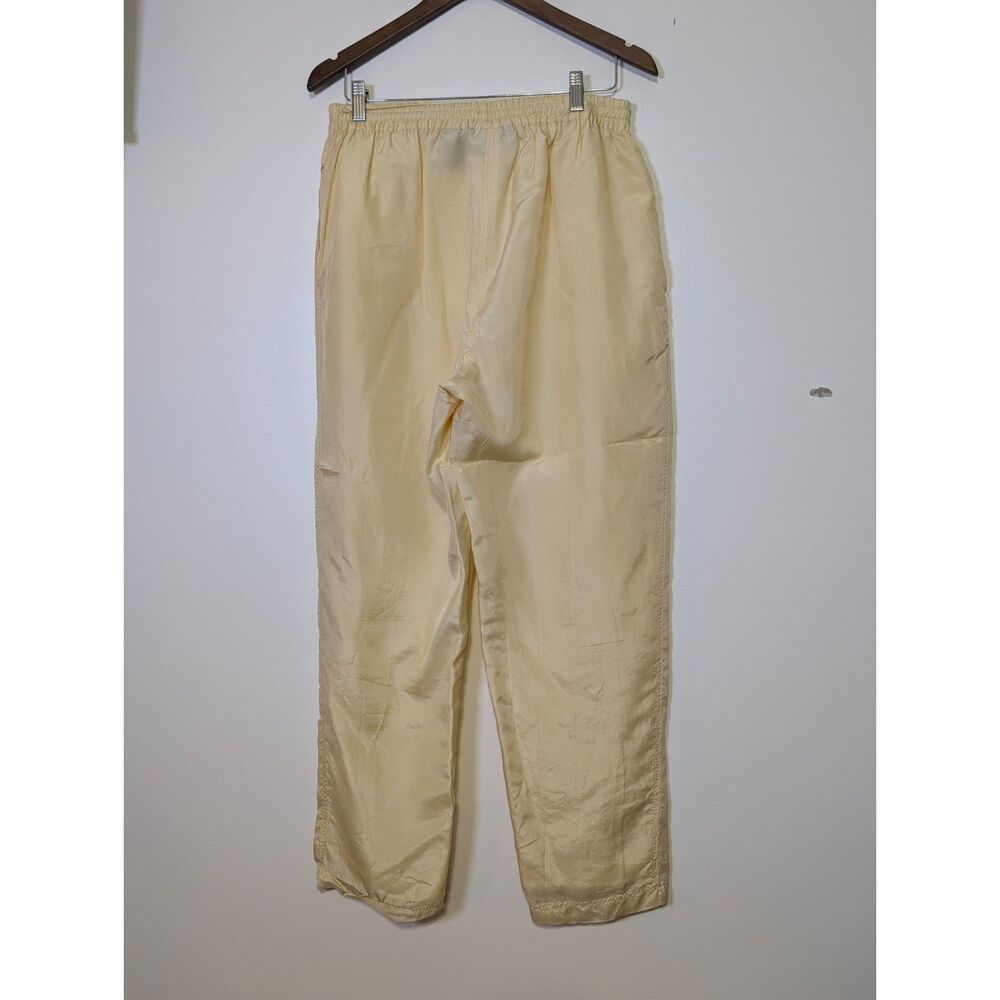 Vintage 90s Silk Butterfly Tracksuit Set Champagne Boho Luxe Size L Pale Yellow - Picture 5 of 15